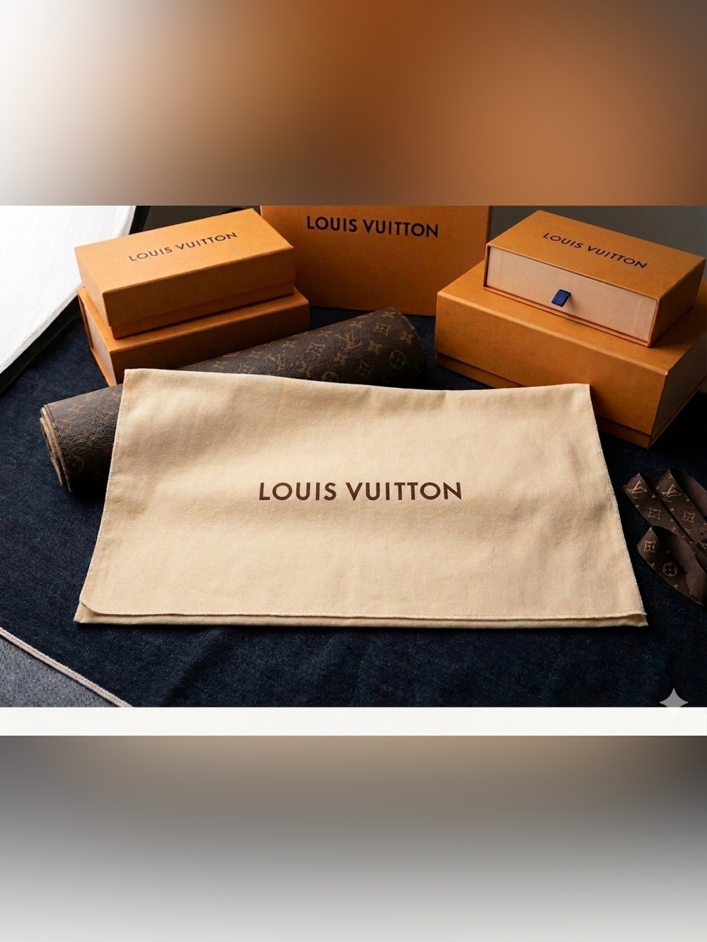 Authentic Louis Vuitton Beige Accessory Dust Pouch/Bag
